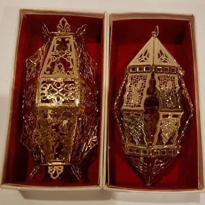 Vintage Reed & Barton Goldplate Ornaments set of 2